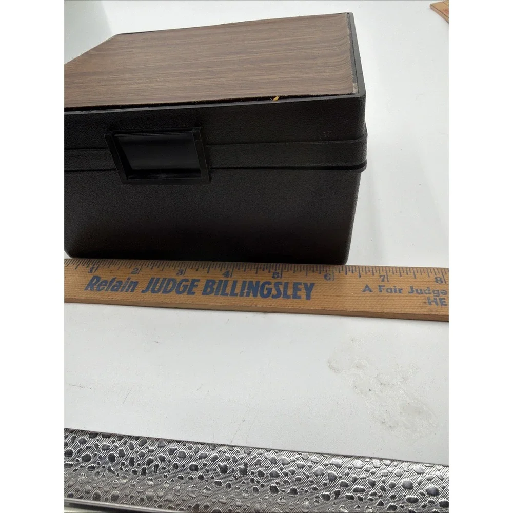 Vintage Evco Plastic File Box Black With Brown Top